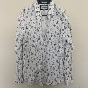 Express Men's White Nautical Pattern Shirt